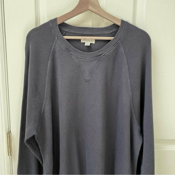 J. Crew Mixed waffle crewneck Thermal Shirt Sweater in Blue Navy - Picture 3 of 8